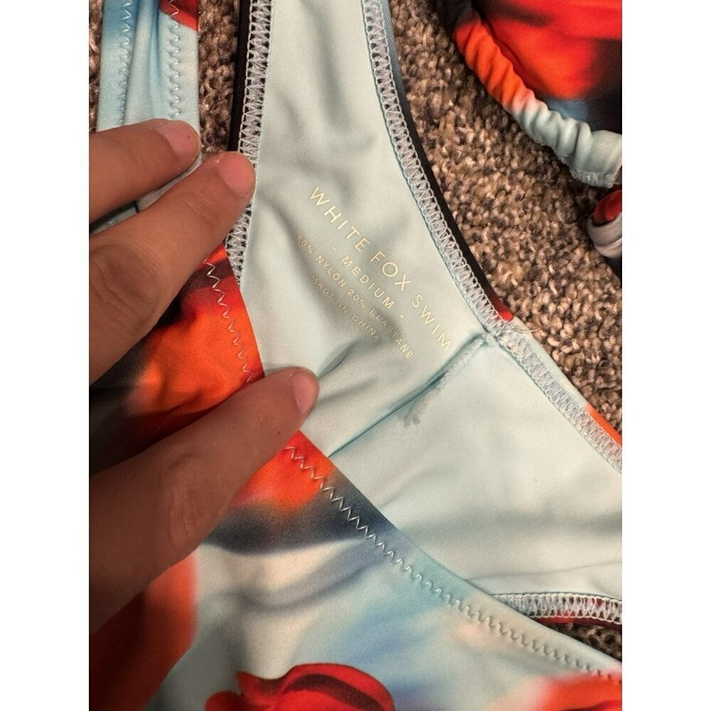 White Fox Swimwear 2 Piece Bathing Suit Multicolored Cheeky Medium EUC - Picture 5 of 5